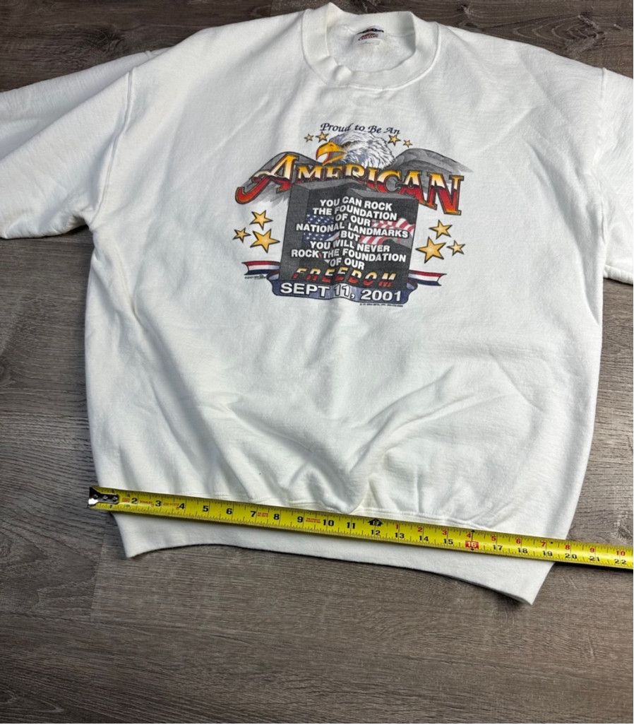Jerzees VINTAGE Men's “Proud to be an American” Crewneck XL White Size US XL / EU 56 / 4 - 3 Thumbnail