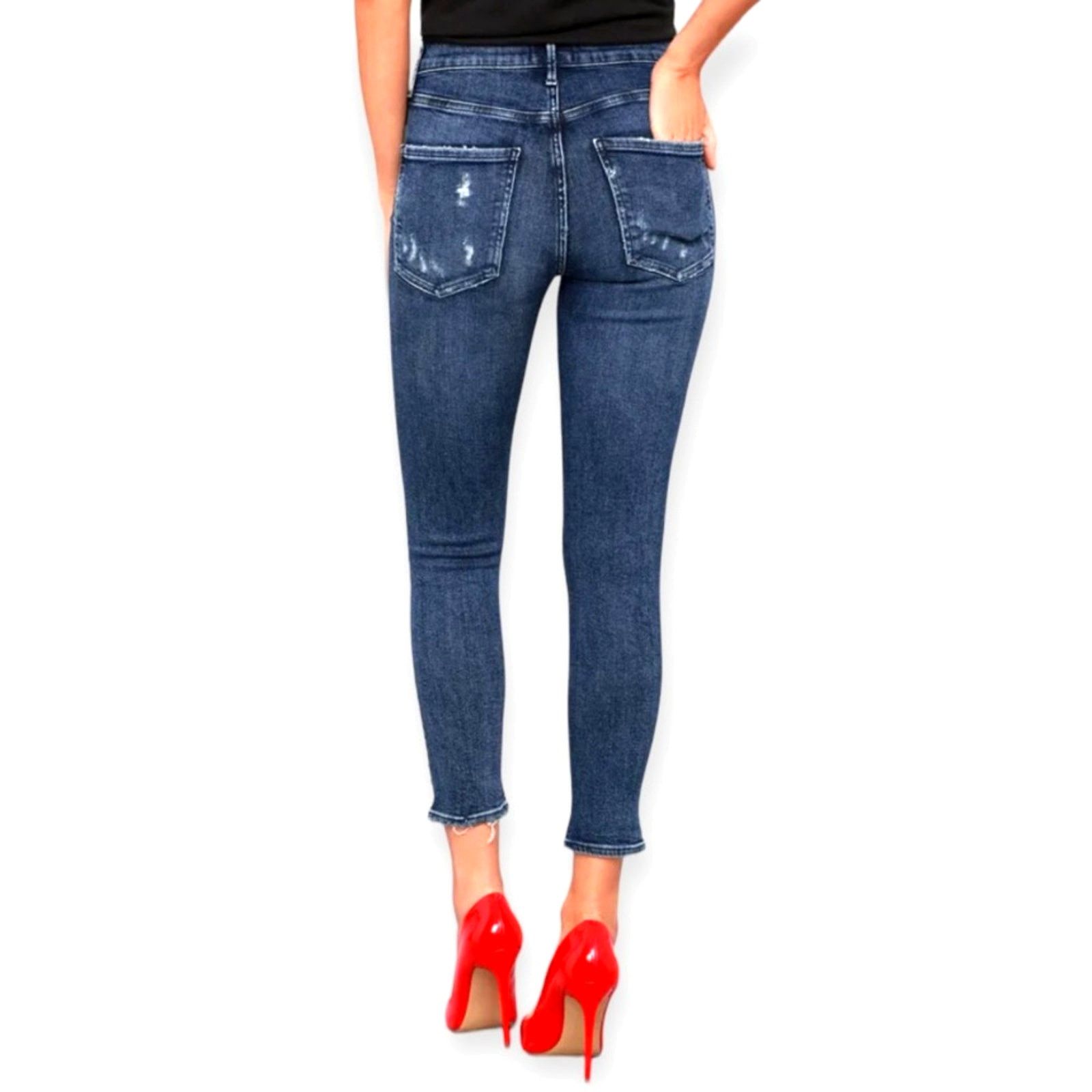 Agolde AGOLDE Sophie Crop Distressed Blue Jeans - Size 27 Size 27" / US 4 / IT 40 - 7 Thumbnail