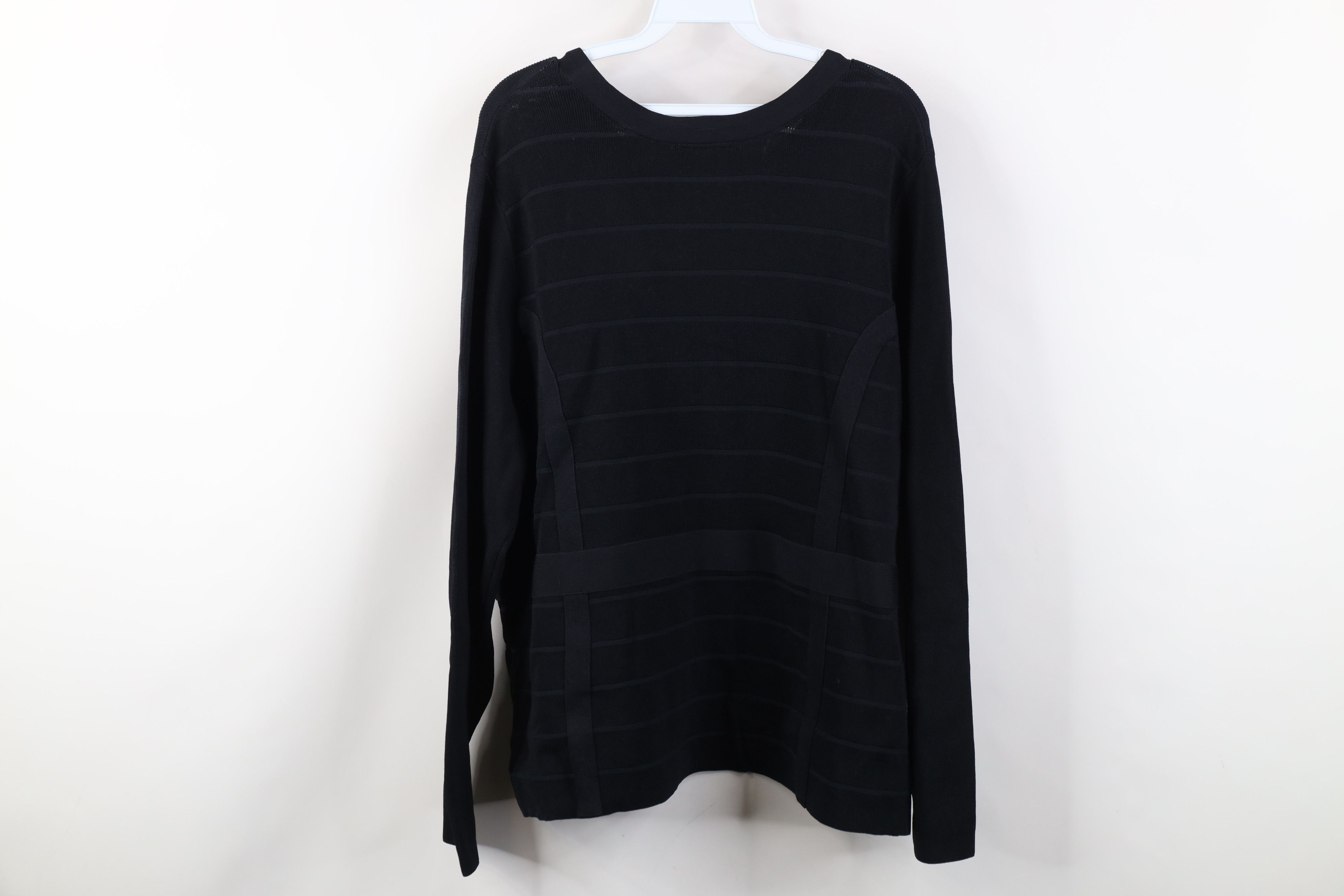 Vintage New Lane Bryant Ribbed Knit Full Zip Sweater Jacket Black Size 3XL / US 20-22 - 10 Thumbnail