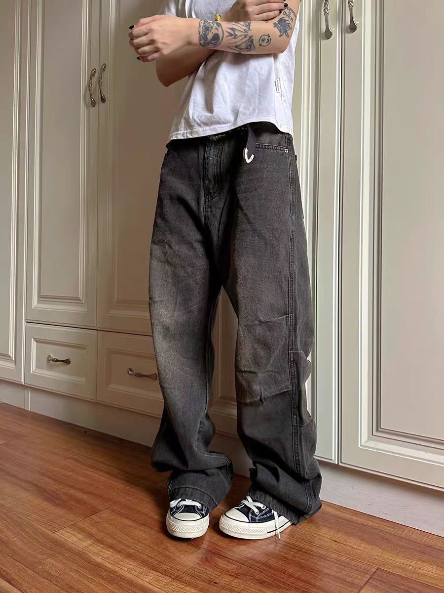 Japanese Brand × Jean High Street Smokey Grey Straight Leg Loose Frayed Jeans Size US 32 / EU 48 - 4 Thumbnail