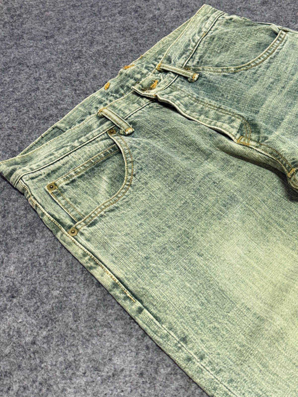 Blue Blue Japan × Hoodlamb × Japanese Brand Circulation Japan Hemp denim blend Weed Dyed Flared Jeans Size US 32 / EU 48 - 9 Thumbnail