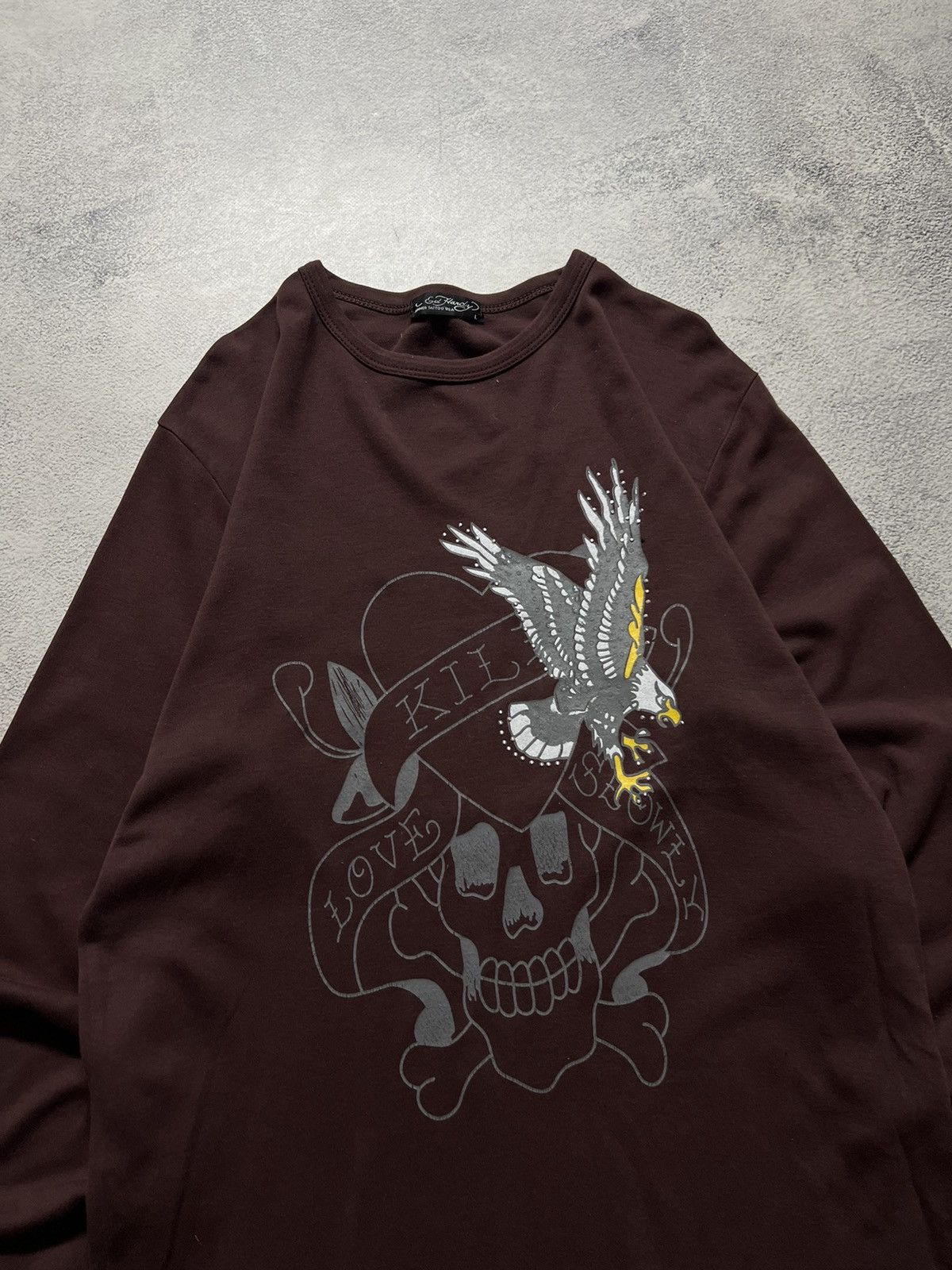 Ed Hardy Vintage Y2k Ed Hardy Skull Eagle 🦅☠️ Brown 🤎 Long Sleeve 00’s Size US L / EU 52-54 / 3 - 1 Thumbnail