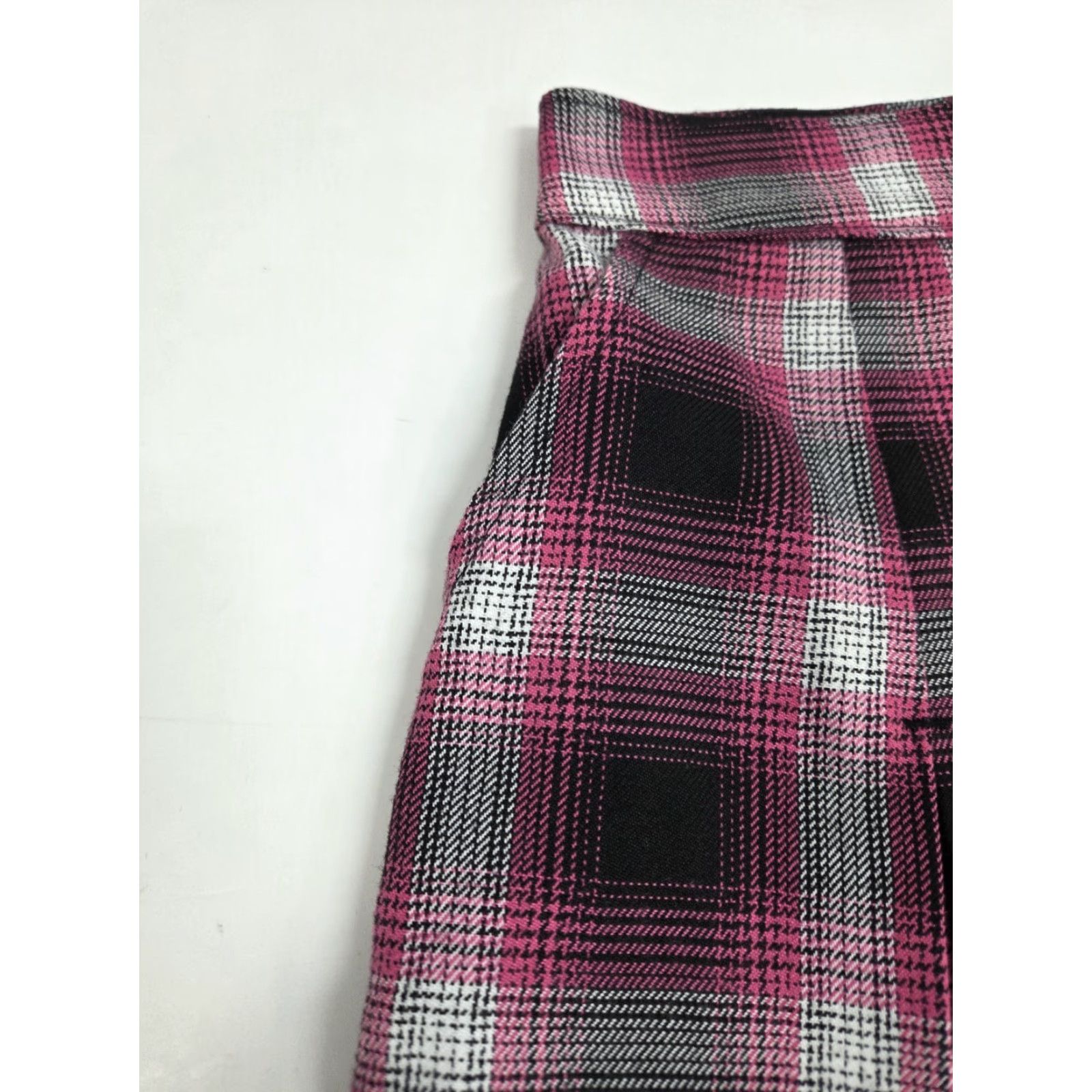 Vintage Dixxon Flannel Co. Womens Pink/Black Plaid Skirt Pockets Side Zip L A-Line Short 31" Waist 17" Length Size 36" / US 14 / IT 50 - 5 Thumbnail