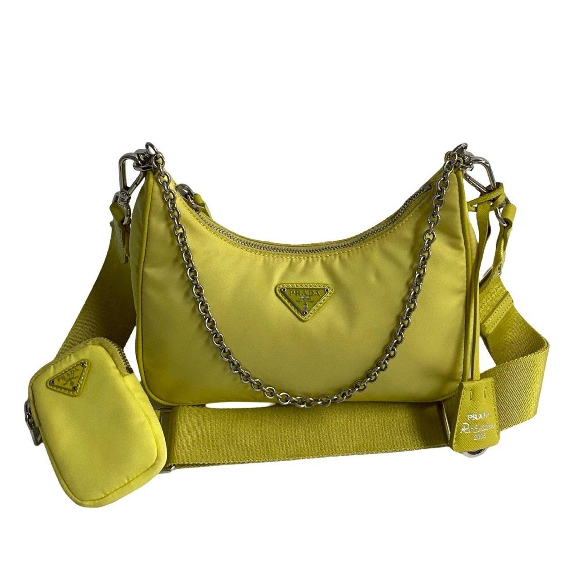 Prada Triangle Bag Yellow Prada Triangle Leather Mini Bag In Sunny