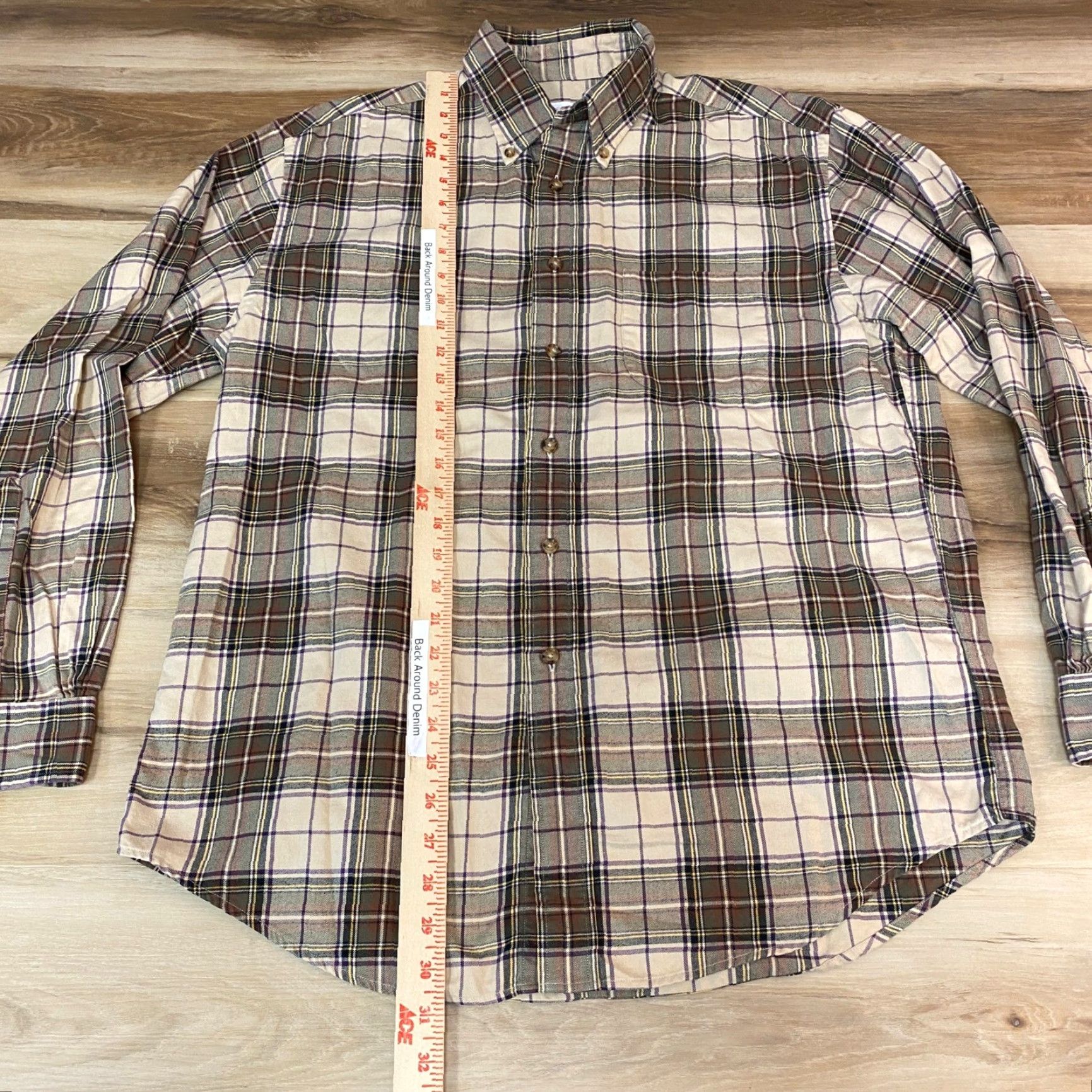 Brooks Brothers Brooks Brothers Mens Plaid Button-Down Shirt Long Sleeve Medium Twill Beige Cotton Classic Fit Chest Pocket Button-Up Collar-Down Size US M / EU 48-50 / 2 - 4 Thumbnail