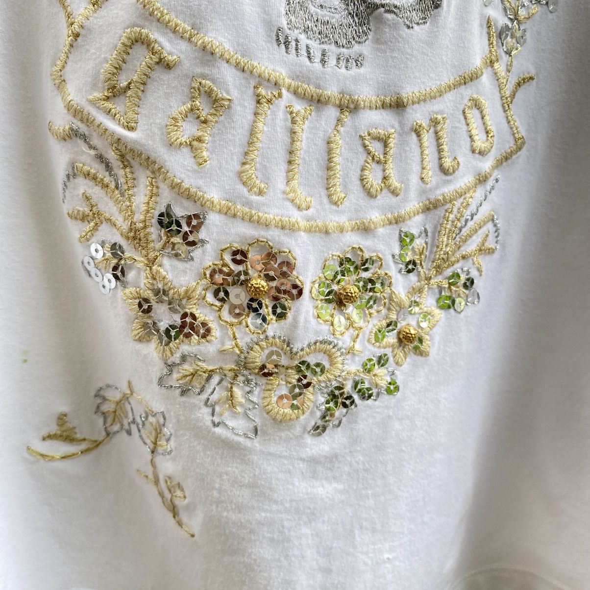 John Galliano John Galliano Y2K White Embellished Galliano Skull Tee Size S / US 4 / IT 40 - 12 Thumbnail