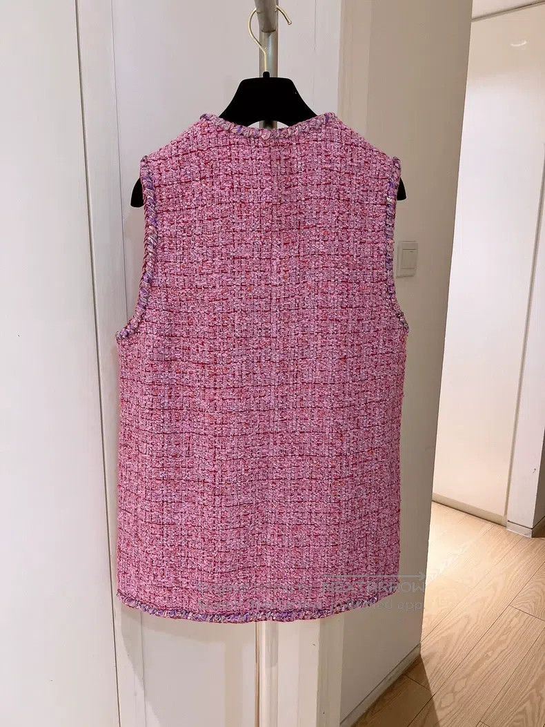 Chanel Chanel 22 Spring and Summer New Pink Tweed Vest Size XS / US 0-2 / IT 36-38 - 2 Thumbnail