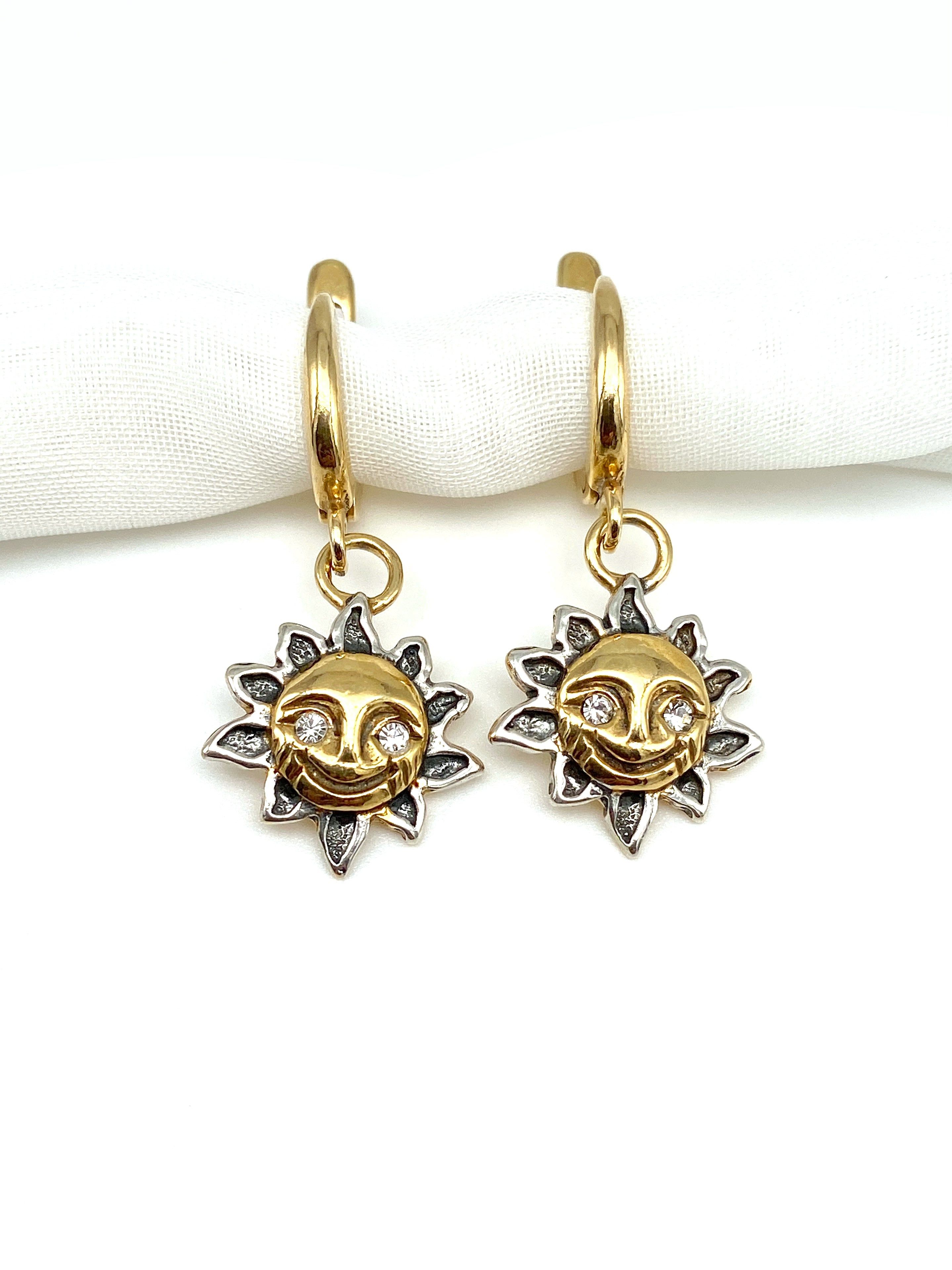 Handmade × Sterling Silver Sun Smile 925 Sterling Silver Dangle Earrings Size ONE SIZE - 5 Thumbnail