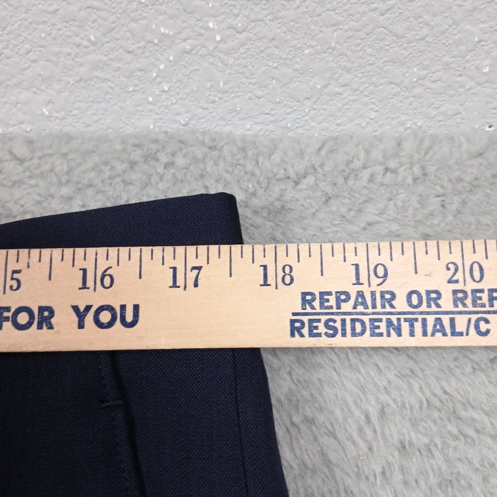 Vintage VINTAGE? No. 100% Wool Dress Pants Men 34R Navy Blue Flat Front Suit Pants Gray 34 Regular Wool Trousers Formal Wear Pockets Mens Dress Pants Size 34R - 5 Thumbnail