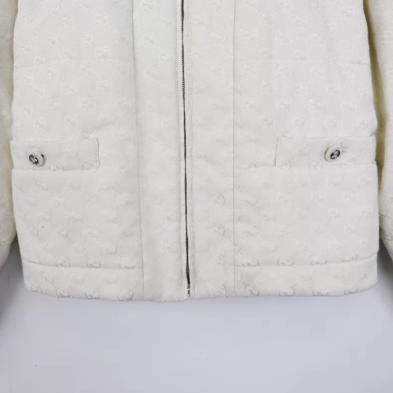 Gucci Gucci White double G full-print logo zipper cotton jacket Size XS / US 0-2 / IT 36-38 - 5 Thumbnail