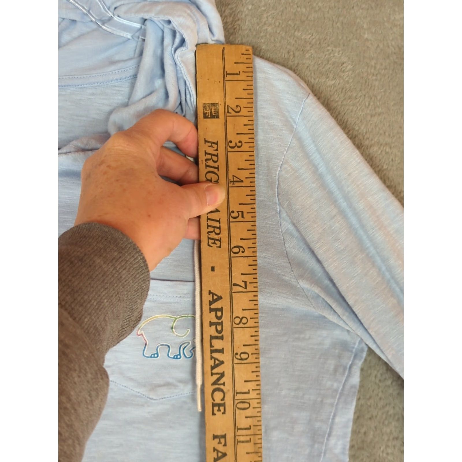 Vintage Ivory Ella Blue Long Sleeve T-Shirt Hoodie M Women Casual Beachy 100% Cotton Jersey Solid Size M / US 6-8 / IT 42-44 - 7 Thumbnail
