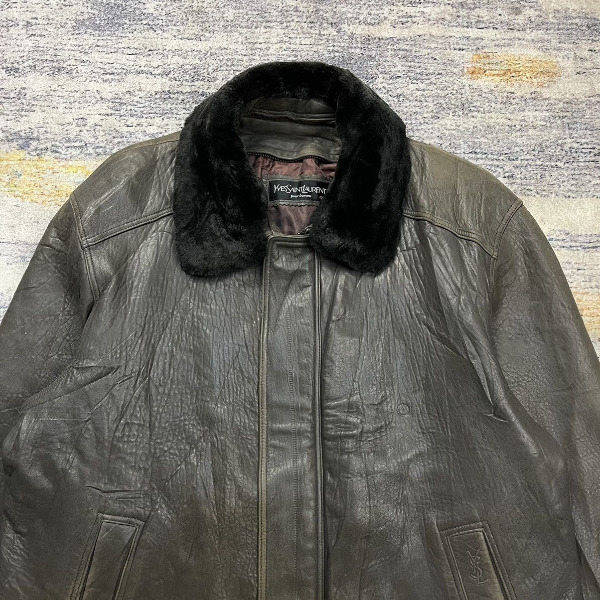 Vintage × Yves Saint Laurent Vintage 90s Yves Saint Laurent leather jacket Size US XL / EU 56 / 4 - 5 Thumbnail