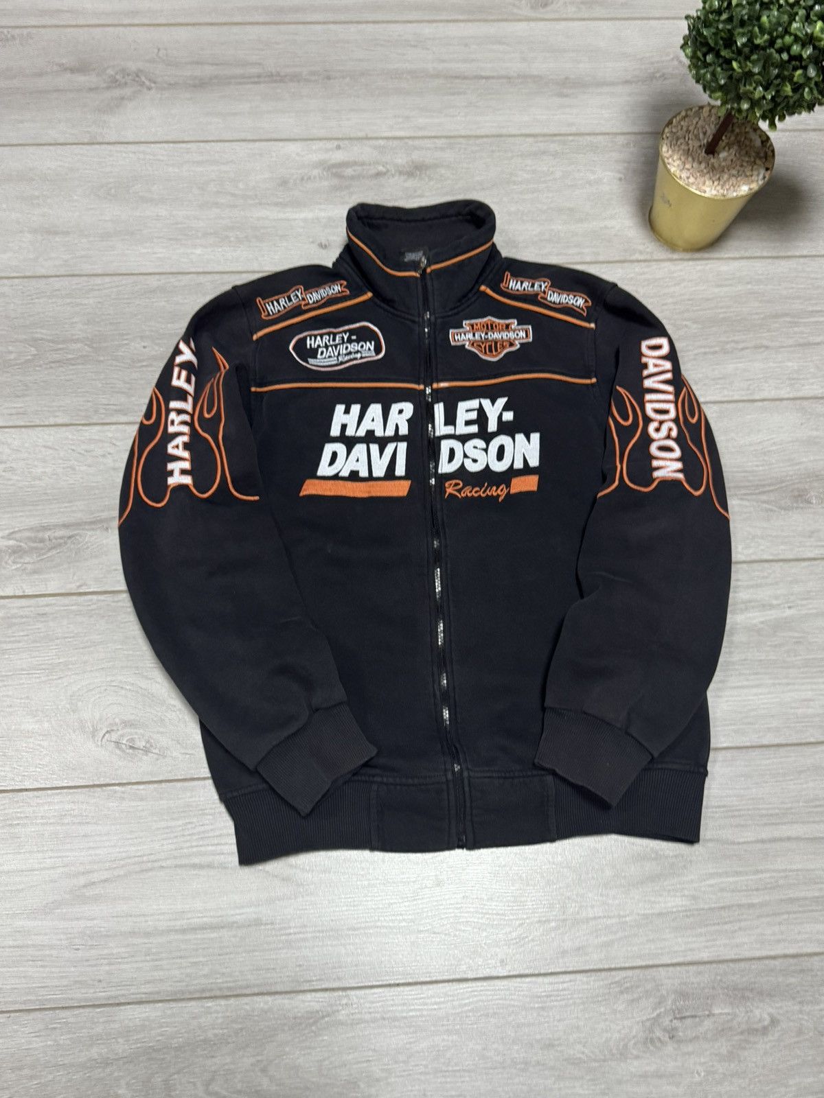Harley Davidson Harley Davidson USA zip sweatshirt flames big logo Size US M / EU 48-50 / 2 - 3 Thumbnail