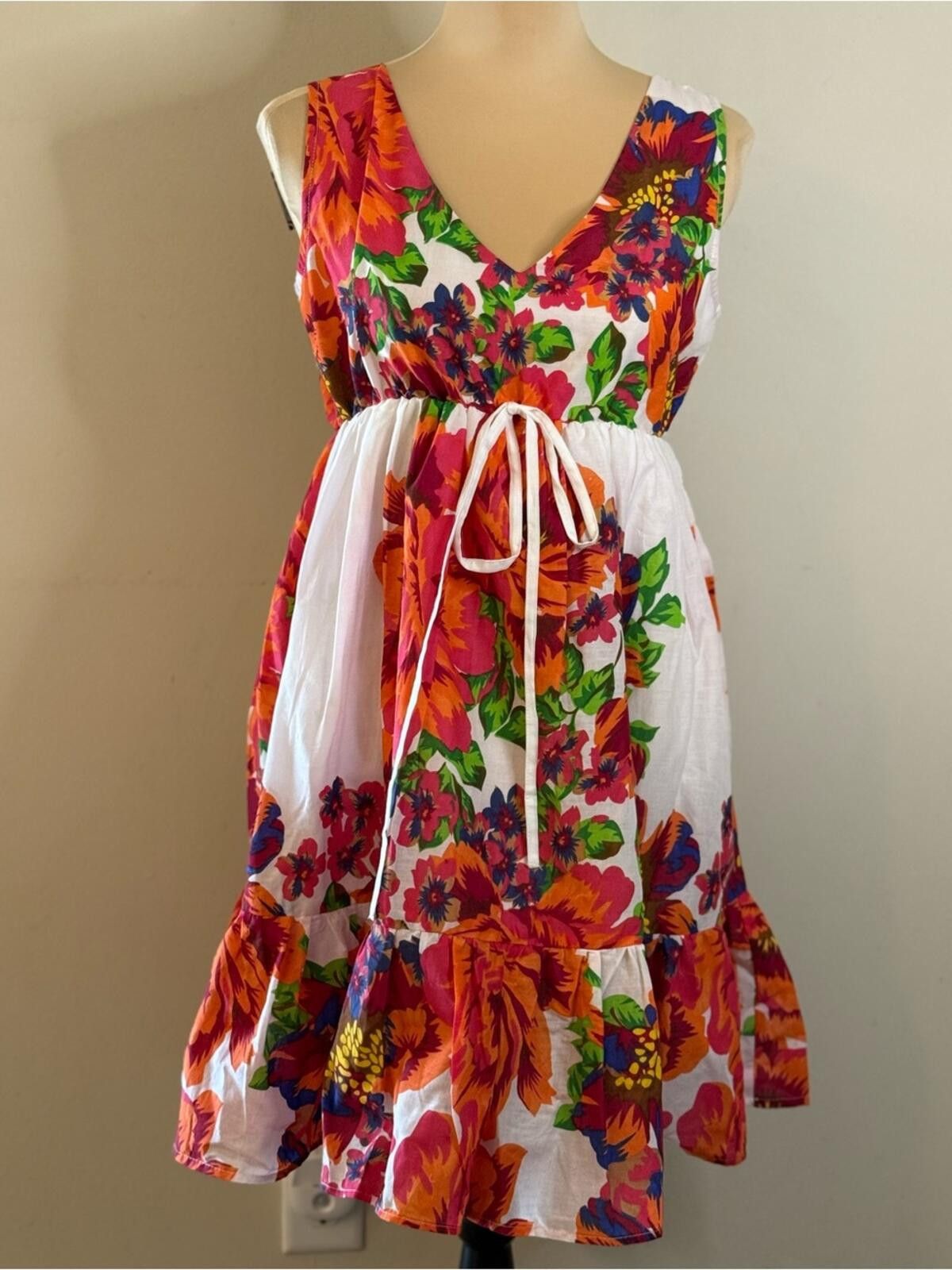 Other Sacred Threads floral sleeveless midi dress red white SZ S/M Size M / US 6-8 / IT 42-44 - 1 Thumbnail