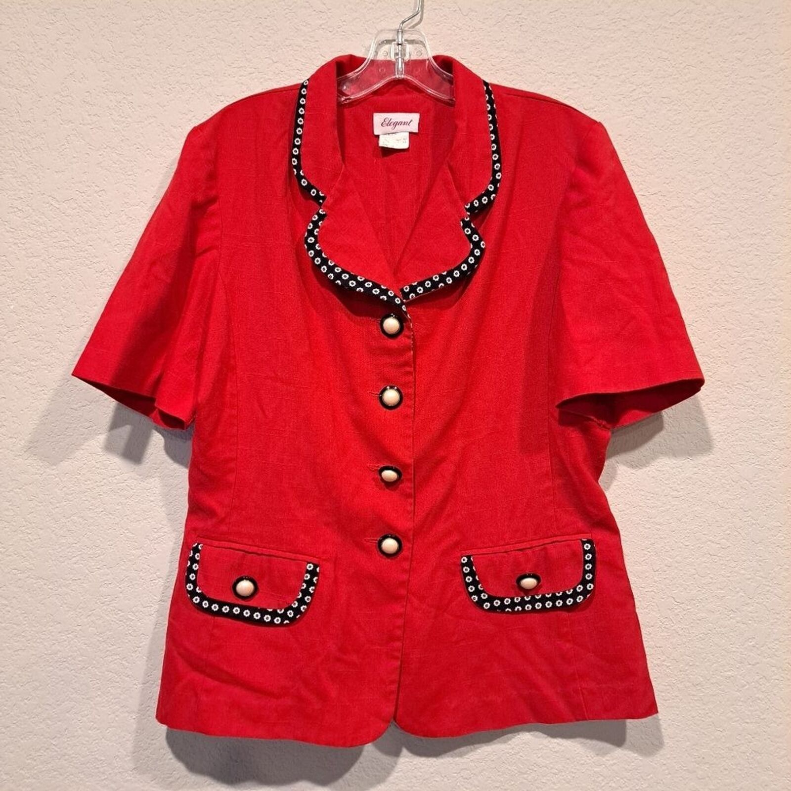 Other Elegant vintage red blouse pearl buttons collar shacket 12 Size XL / US 12-14 / IT 48-50 - 1 Thumbnail