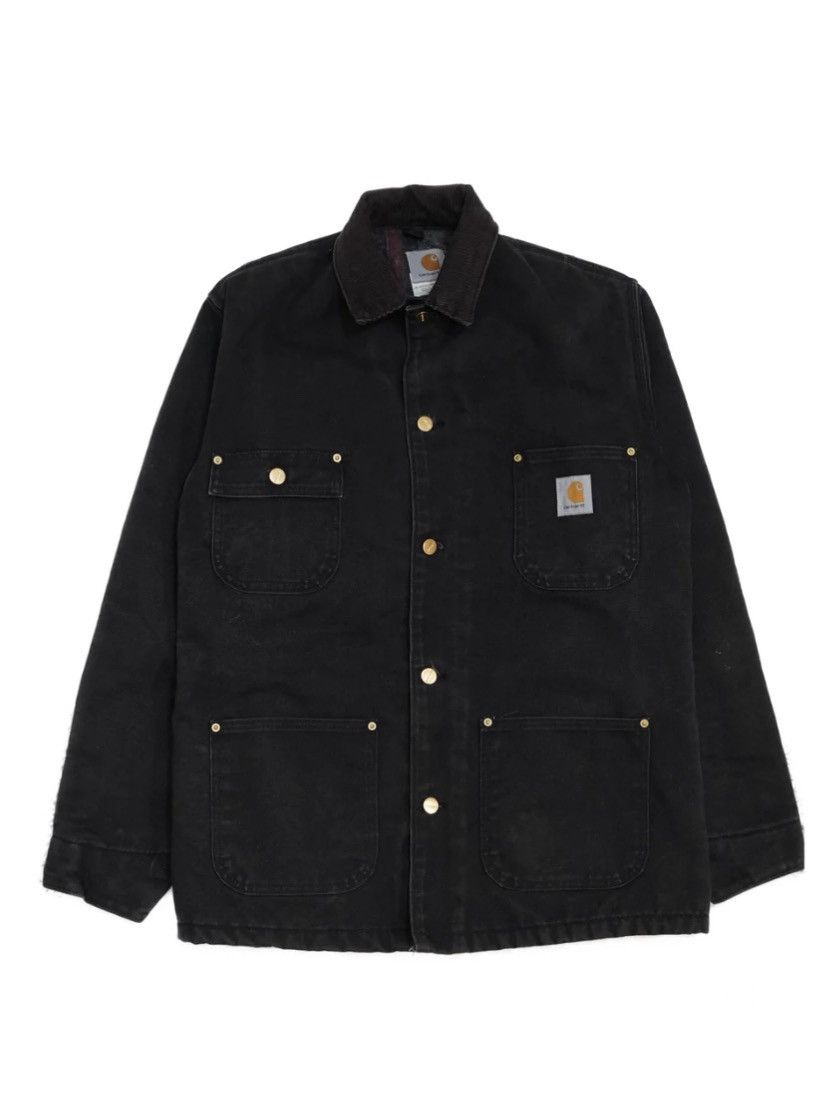 image of 90's Vintage Carhartt Chore Jacket Blanket Lined 4 Pocket in Black, Men's (Size Large)