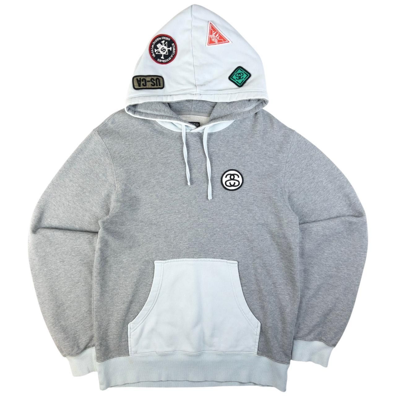 STUSSY hoodie 00s 銀タグ patch gray rare M STUSSY hoodie 00s 銀タグ patch gray rare M トップス