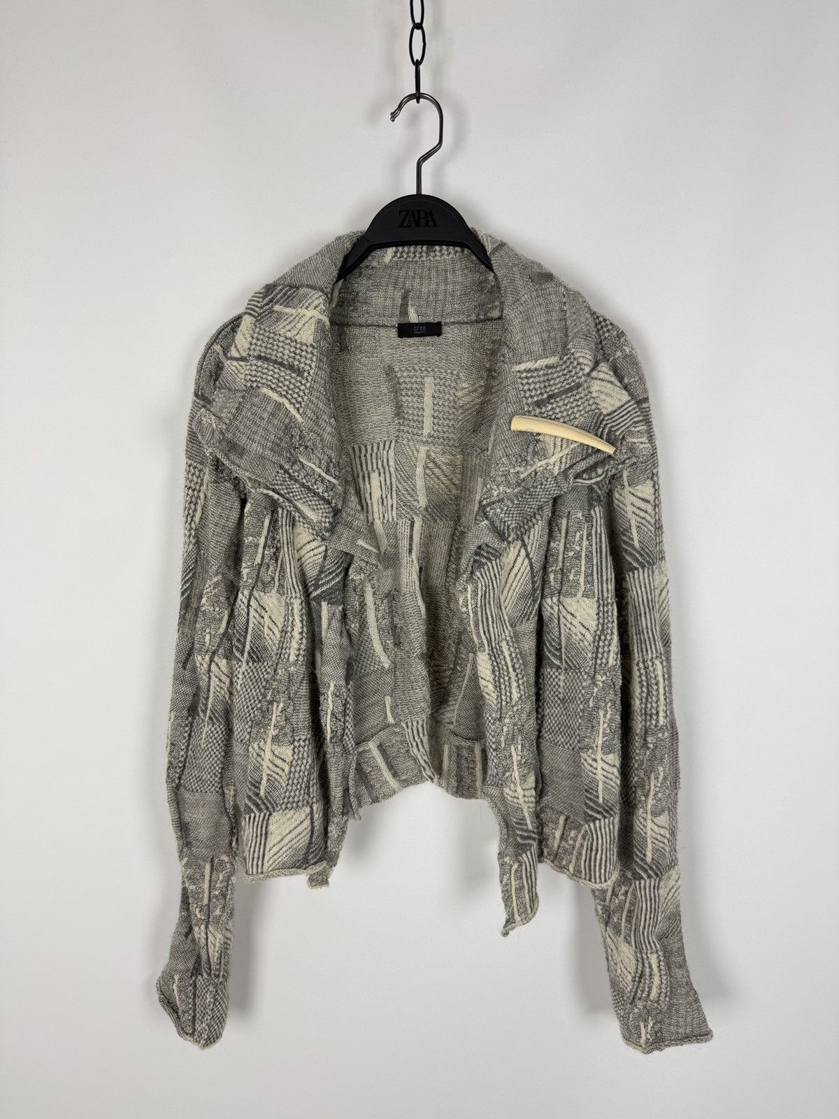 Other Crea Concept Alpaca Merino Collared 3D Knit Open Cardigan Size M / US 6-8 / IT 42-44 - 3 Thumbnail