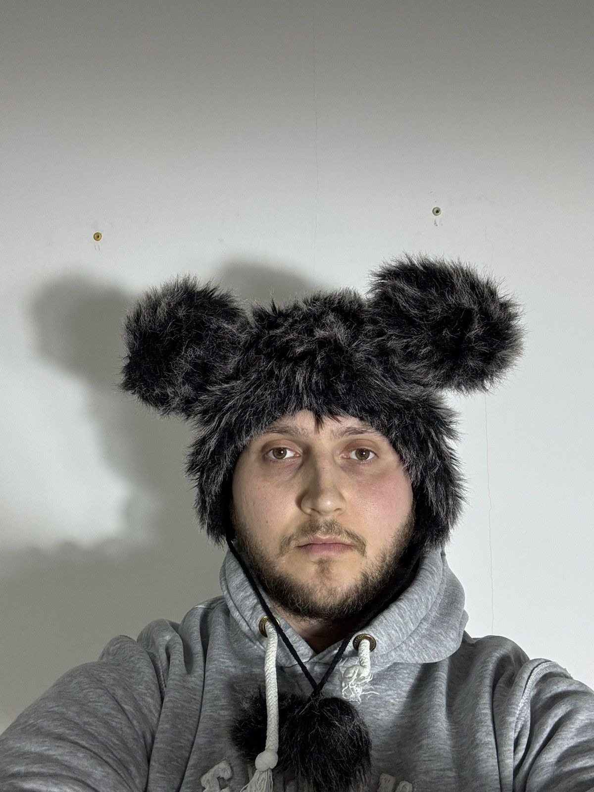 Pre-owned Hysteric Glamour X If Six Was Nine Mickey Mouse Vintage Mohair Fur Fuzzy Ushanka Hat In Grey