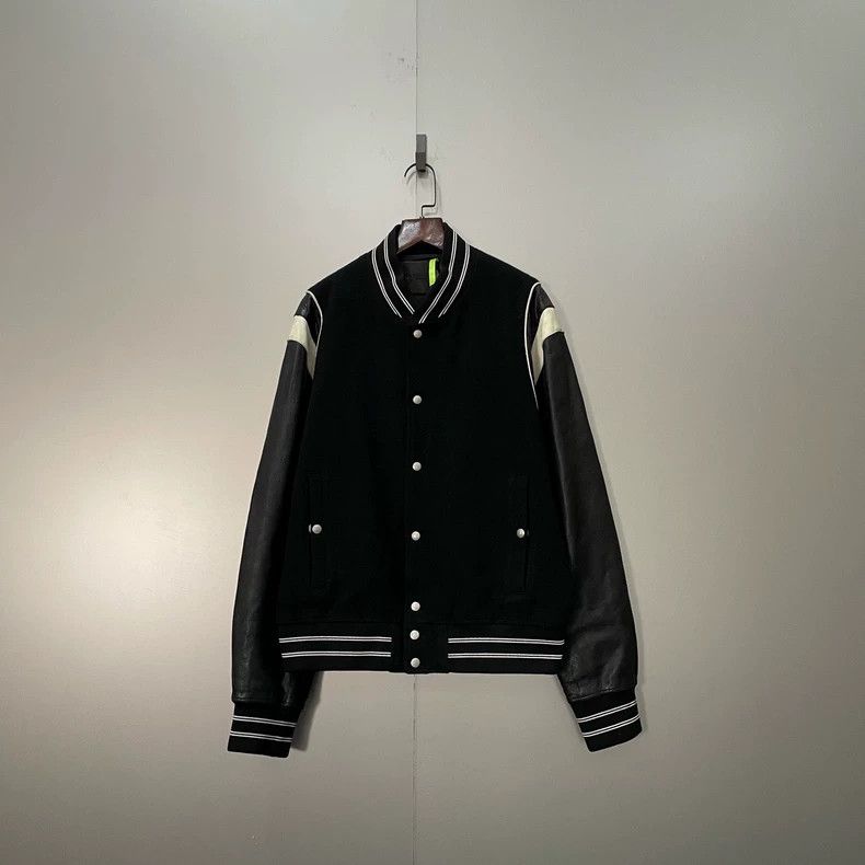 Givenchy Givenchy Size50 Black Striped Faux Leather Baseball Jacket, Size US M / EU 48-50 / 2 - 1 Thumbnail