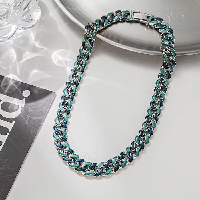 Jewelry × Vintage Green Cuban Chain Necklace Size ONE SIZE - 2 Thumbnail