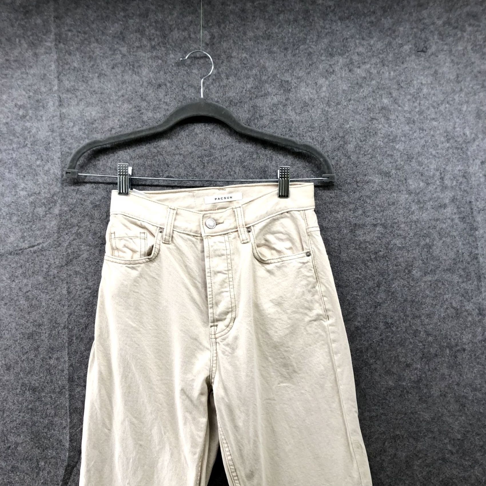 Pacsun Pacsun High Rise Boot Jeans Womens Size 23 Beige Cream Button Fly Cotton Denim Jeans Boots Size 40" / US 18 - 3 Thumbnail