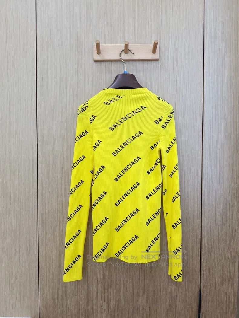 Balenciaga Balenciaga Full Print Letter Logo Slim Fit Round Neck Knit Size US M / EU 48-50 / 2 - 3 Thumbnail