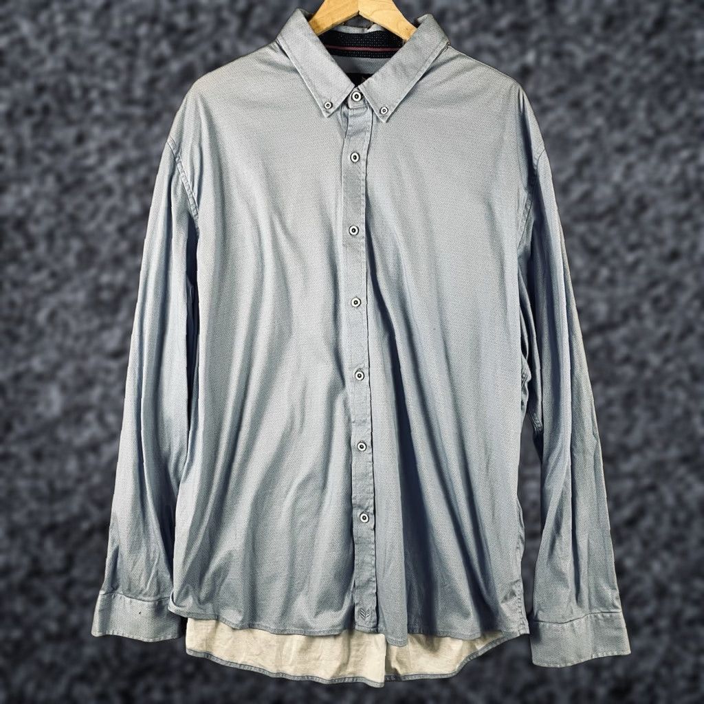 Buttero Butter Cloth Shirt Mens 3XL Blue Button Up Long Sleeve Cotton Button-Down Collared Regular Big & Tall Mens Shirt Size US XXL / EU 58 / 5 - 1 Thumbnail
