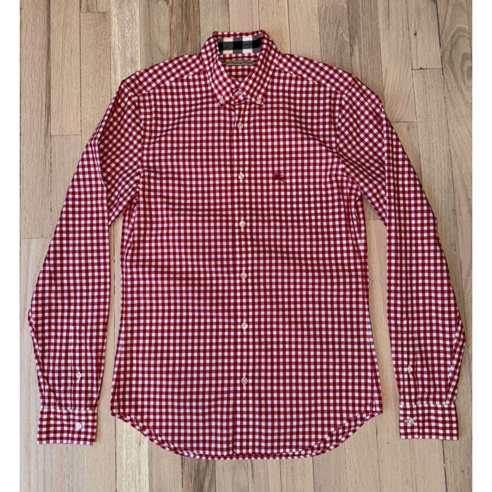 Burberry Burberry Brit Red White Gingham Nova Check Print Button Size US S / EU 44-46 / 1 - 2 Thumbnail