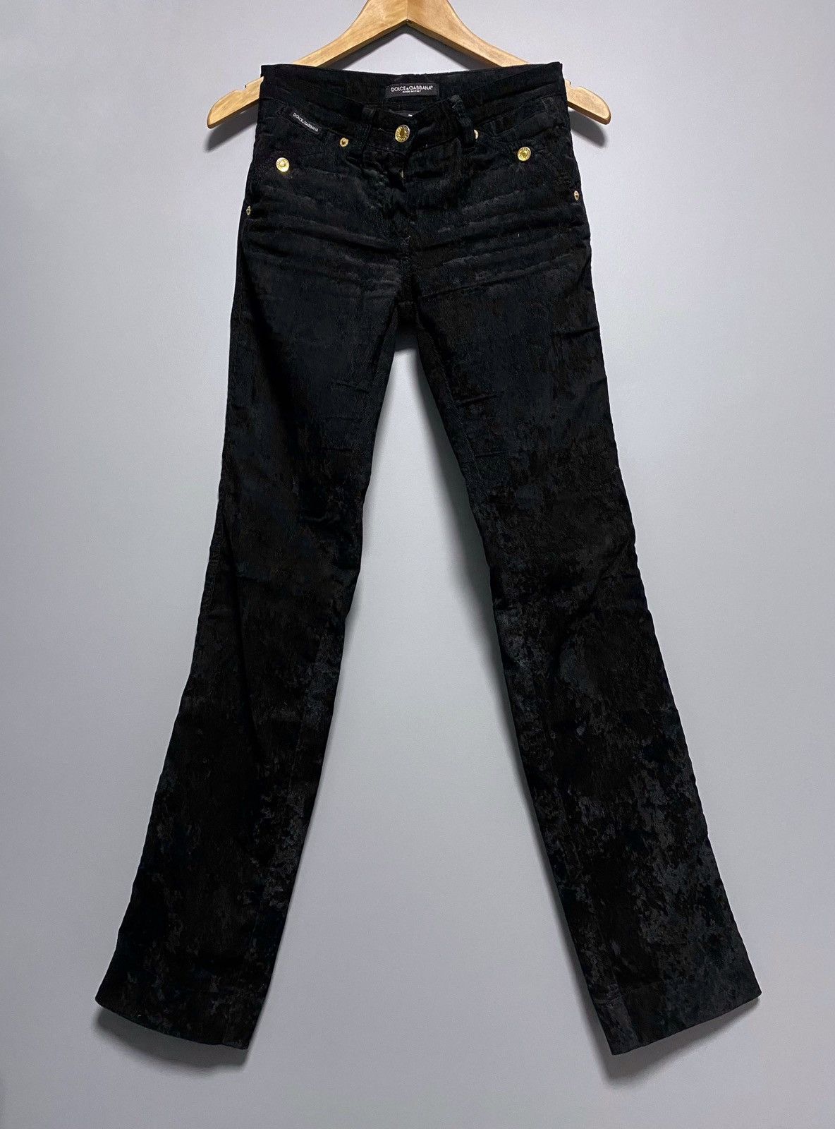 Dolce & Gabbana Women's Vintage D&G Black Corduroy Pattern Trousers Velvet Size 26" / US 2 / IT 38 - 3 Thumbnail