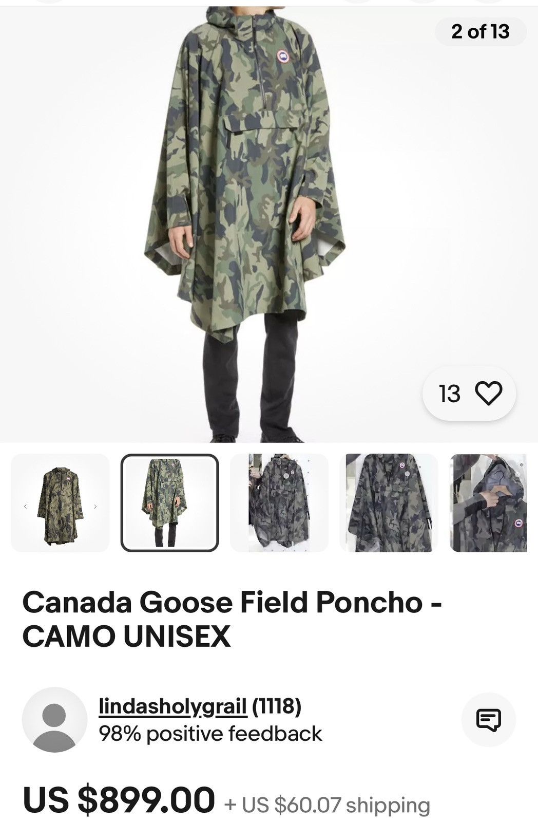 Canada Goose Canada Goose Field Camo Poncho Jacket Size US XXL / EU 58 / 5 - 6 Thumbnail