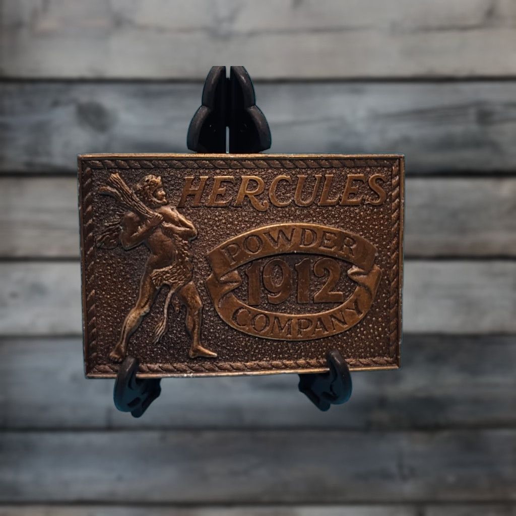 Vintage VINTAGE Hercules Powder Company 1912 Men's Belt Buckle Bronze 1980s USA Made Men Size ONE SIZE - 1 Thumbnail