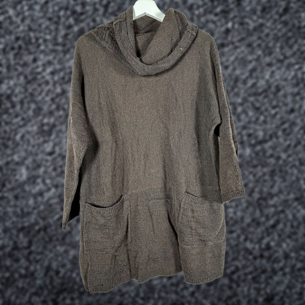 Soft Surroundings Soft Surroundings Cowl Neck Pullover Tunic Sweater PS/PM Taupe Pockets Womens Knit Pullover Size S / US 4 / IT 40 - 1 Thumbnail