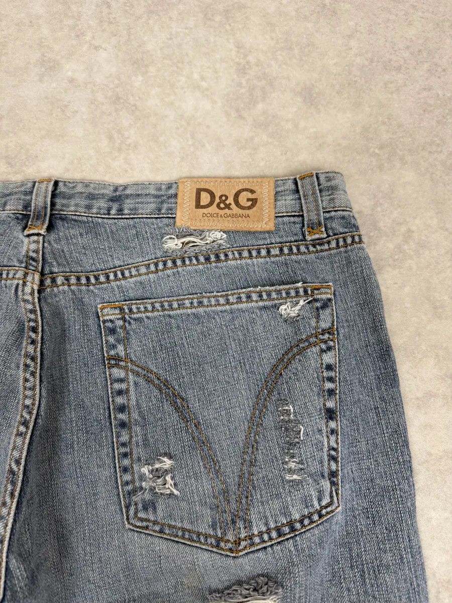 Dolce & Gabbana 2000s Dolce & Gabbana Large Distressed Blue Denim Jeans Size US 34 / EU 50 - 7 Thumbnail