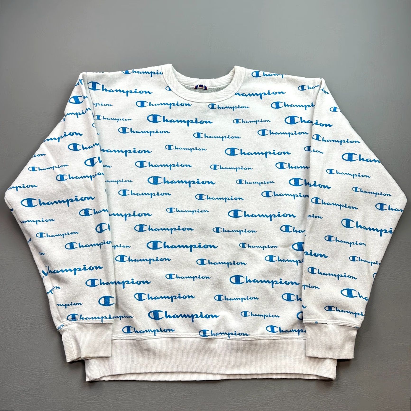 Champion Champion Sweatshirt Mens Large Powerblend Fleece All Over Logo Print Pullover Size US L / EU 52-54 / 3 - 2 Thumbnail