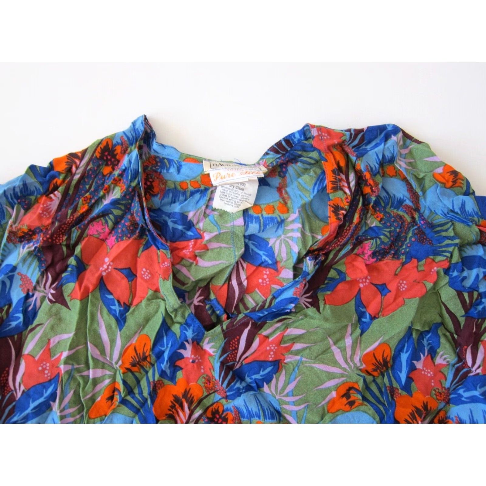 Vintage Vintage Back Street Silk Floral Short Sleeve Tunic Dress S-M Size 32" / US 10 / IT 46 - 3 Thumbnail
