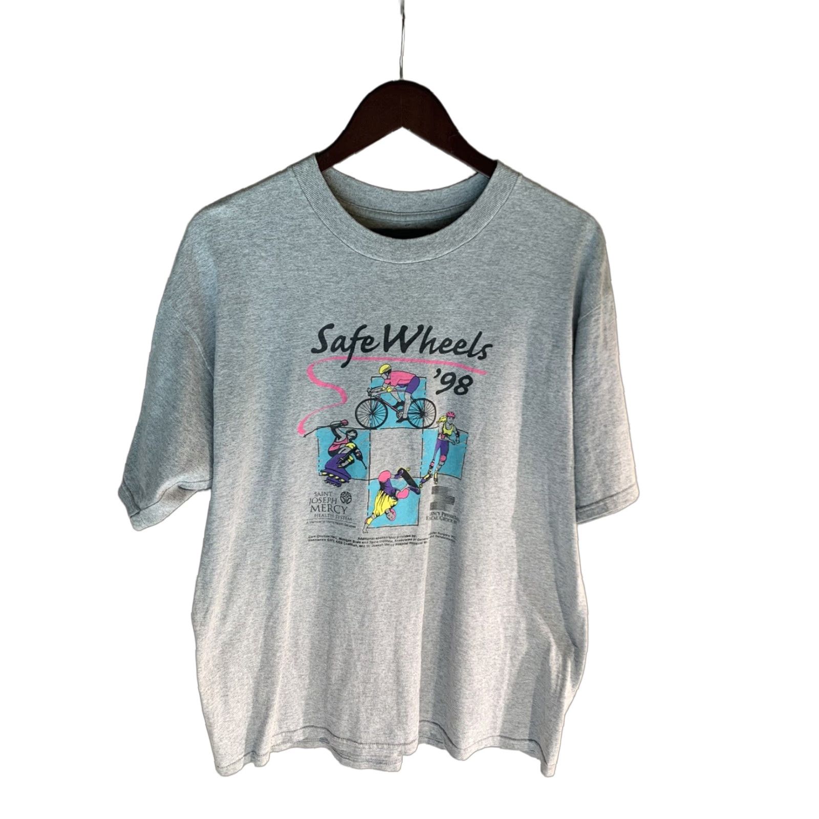 Joseph VINTAGE 1998 SAFE WHEELS T SHIRT Large Gray Mens Skateboard Saint Joseph Mercy Michigan Shirt Size US L / EU 52-54 / 3 - 1 Thumbnail