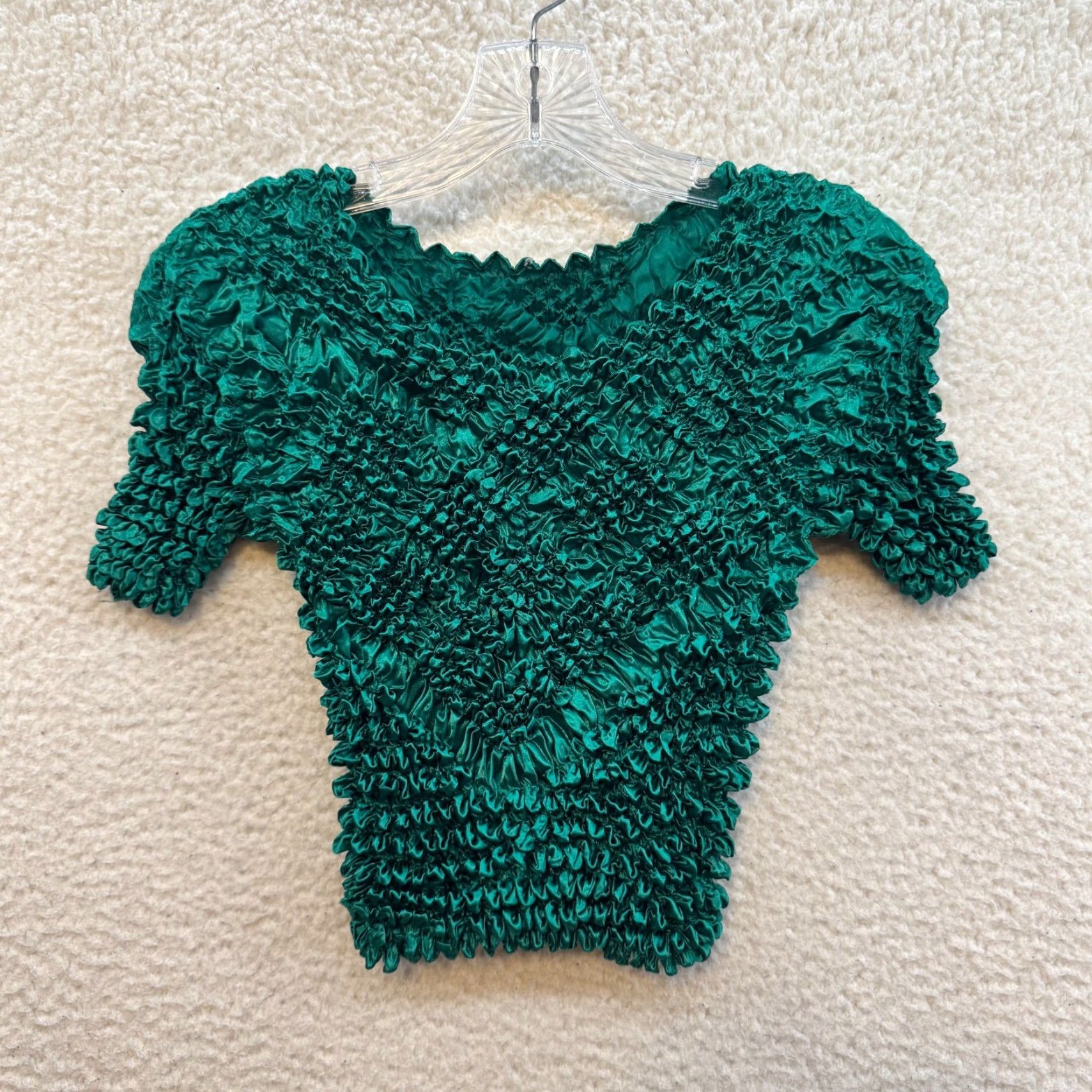 Vintage VINTAGE Y2K Popcorn Shirt Top Green Bubble Crinkle Scrunch Medium Large XL M Womens Size M / US 6-8 / IT 42-44 - 2 Thumbnail