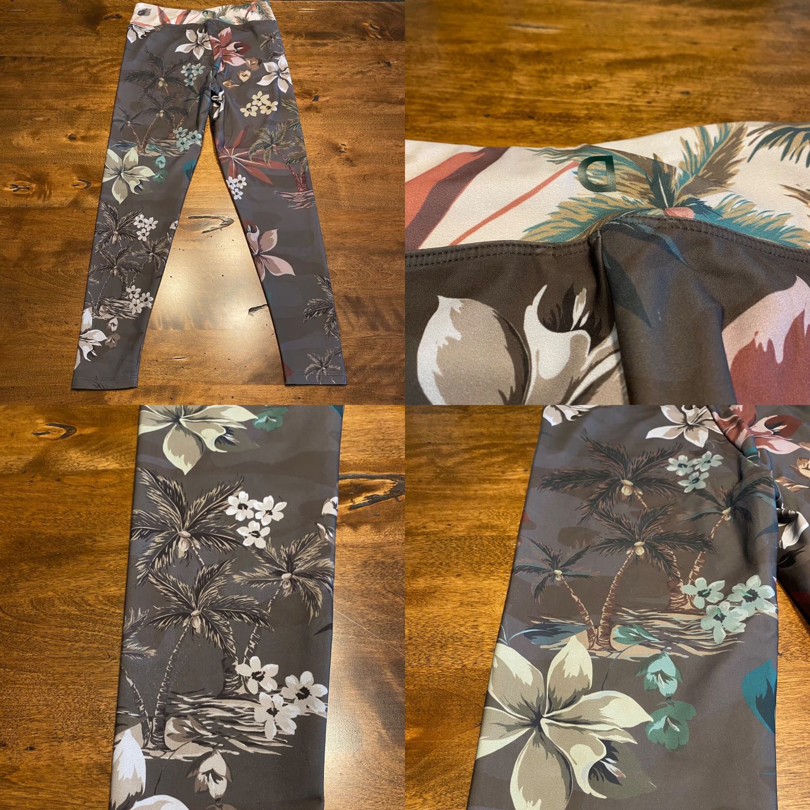 Desigual Desigual Leggings Womens Large Gray Floral Ankle Length Workout Pant Lightweight Size 36" / US 14 / IT 50 - 8 Thumbnail