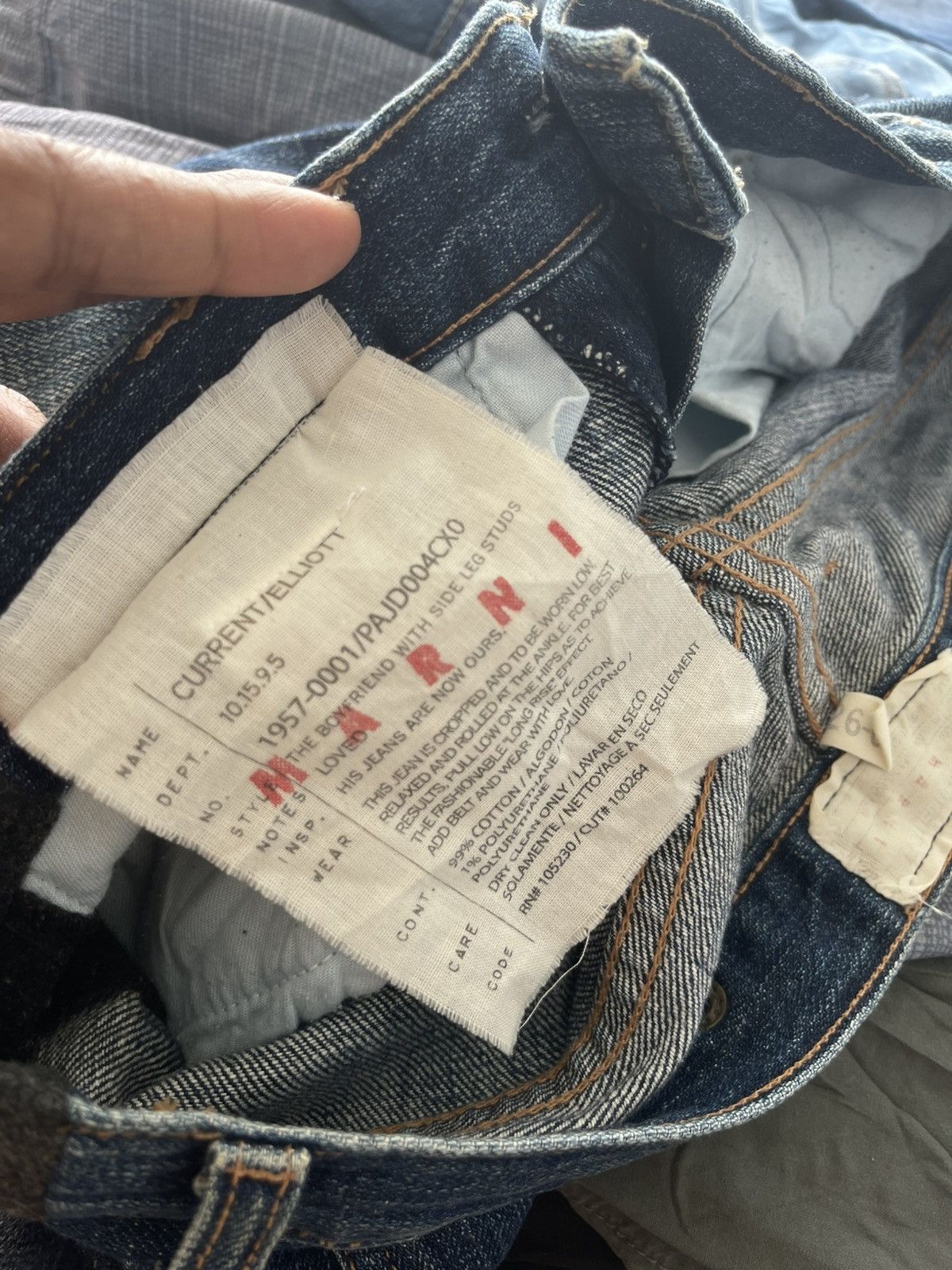 Current/Elliot × Marni Marni X Current Elliot Side Tape Cropped Jeans Size 33" - 7 Thumbnail