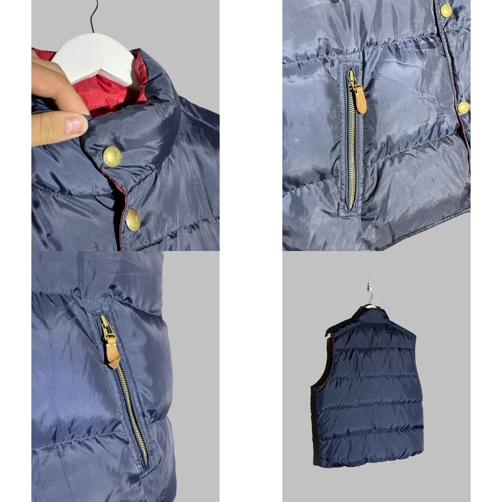 Ralph Lauren Polo Ralph Lauren Puffer Down Vest Reversible Men’s Mid-Length Nylon Zip Button Red Dark Blue L Size US L / EU 52-54 / 3 - 10 Thumbnail