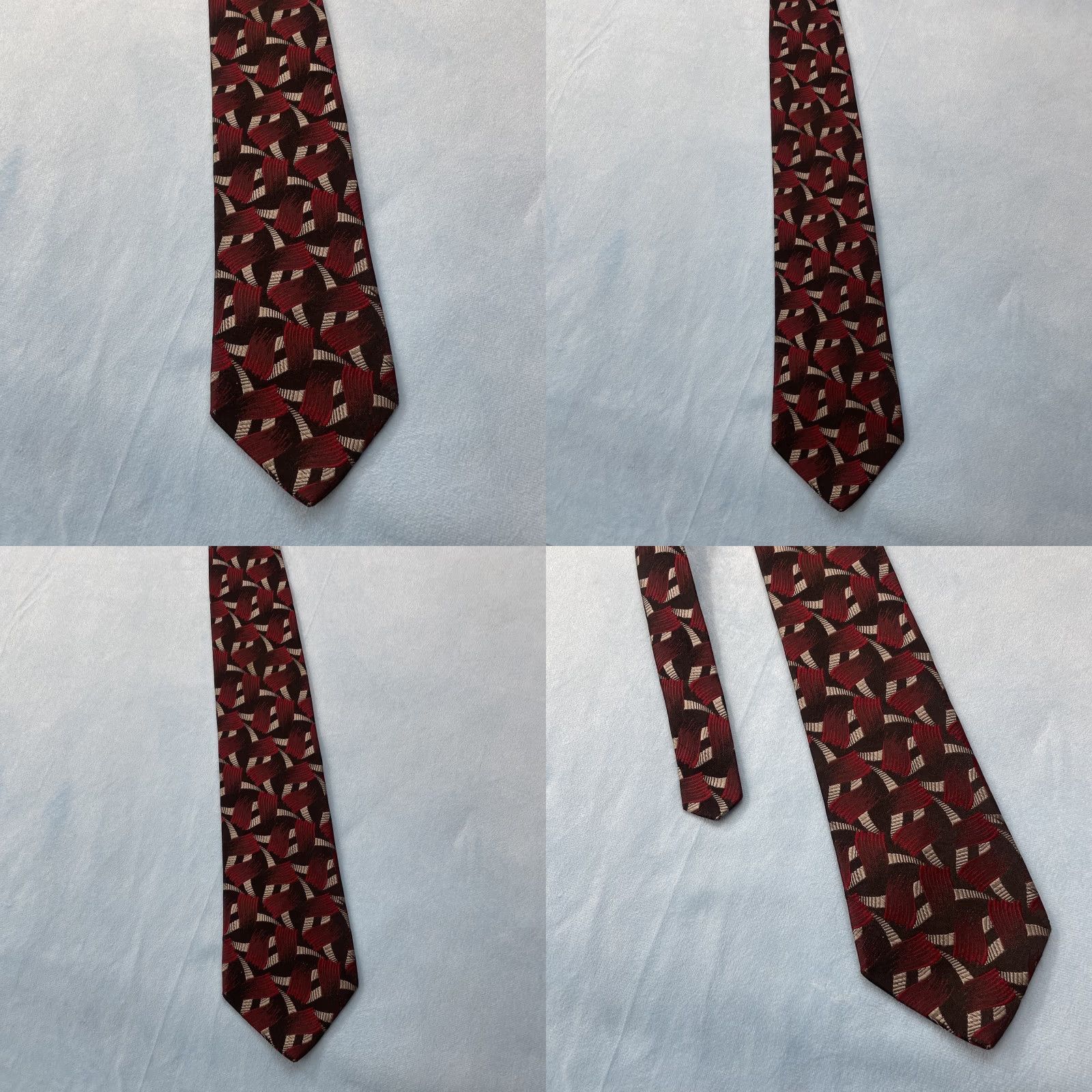 Vintage VINTAGE Carlo Palazzi Tie 100% Italian Silk Black Red Geometric Valentine Mens One Size 59" Adjustable Handmade Size ONE SIZE - 8 Thumbnail