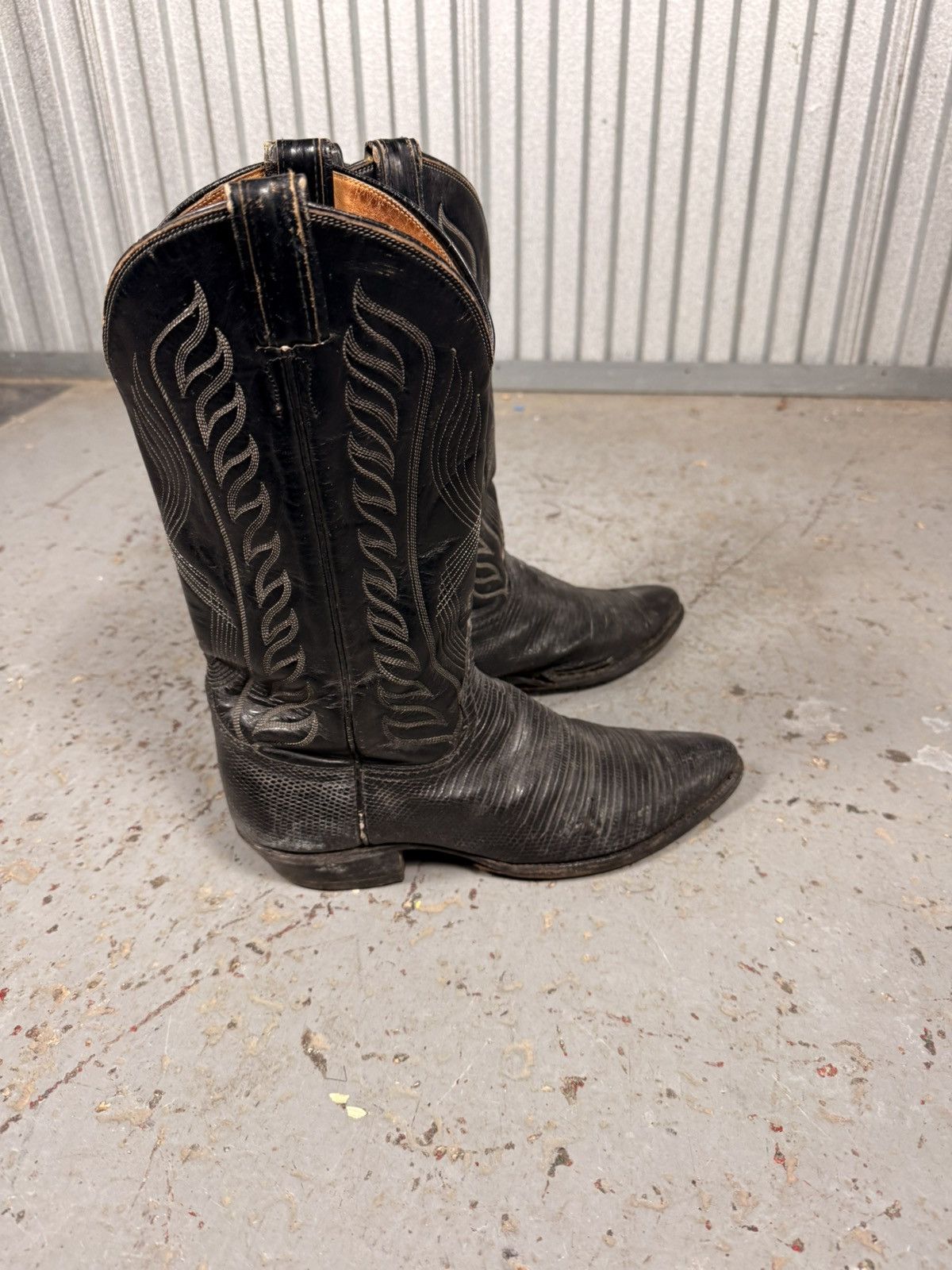 Tony Lama 80s Vintage Tony Lama Black Teju Lizard Skin Cowboy Boots Size US 10 / EU 43 - 2 Thumbnail