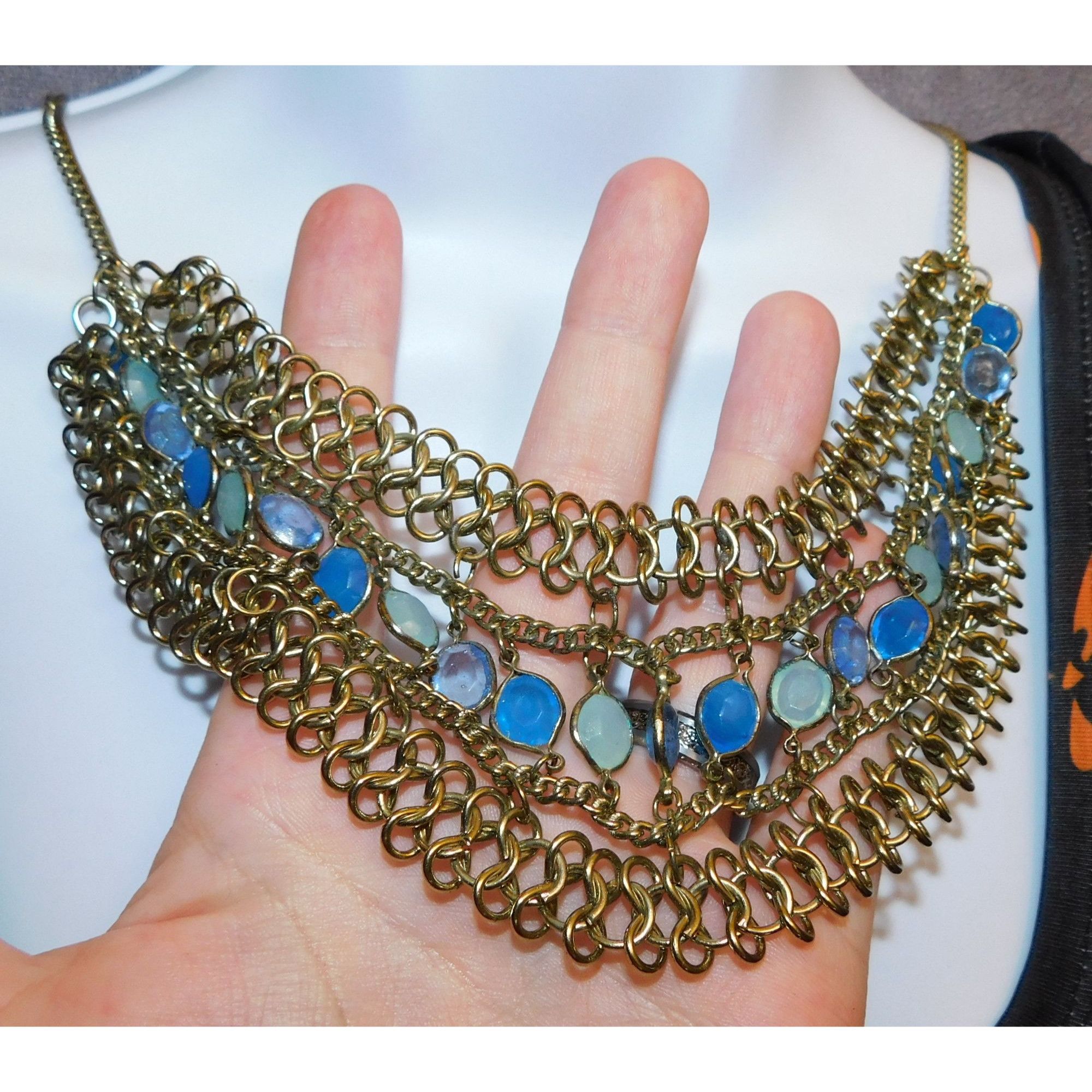 Other Silver And Blue Bib Necklace Size ONE SIZE - 2 Thumbnail