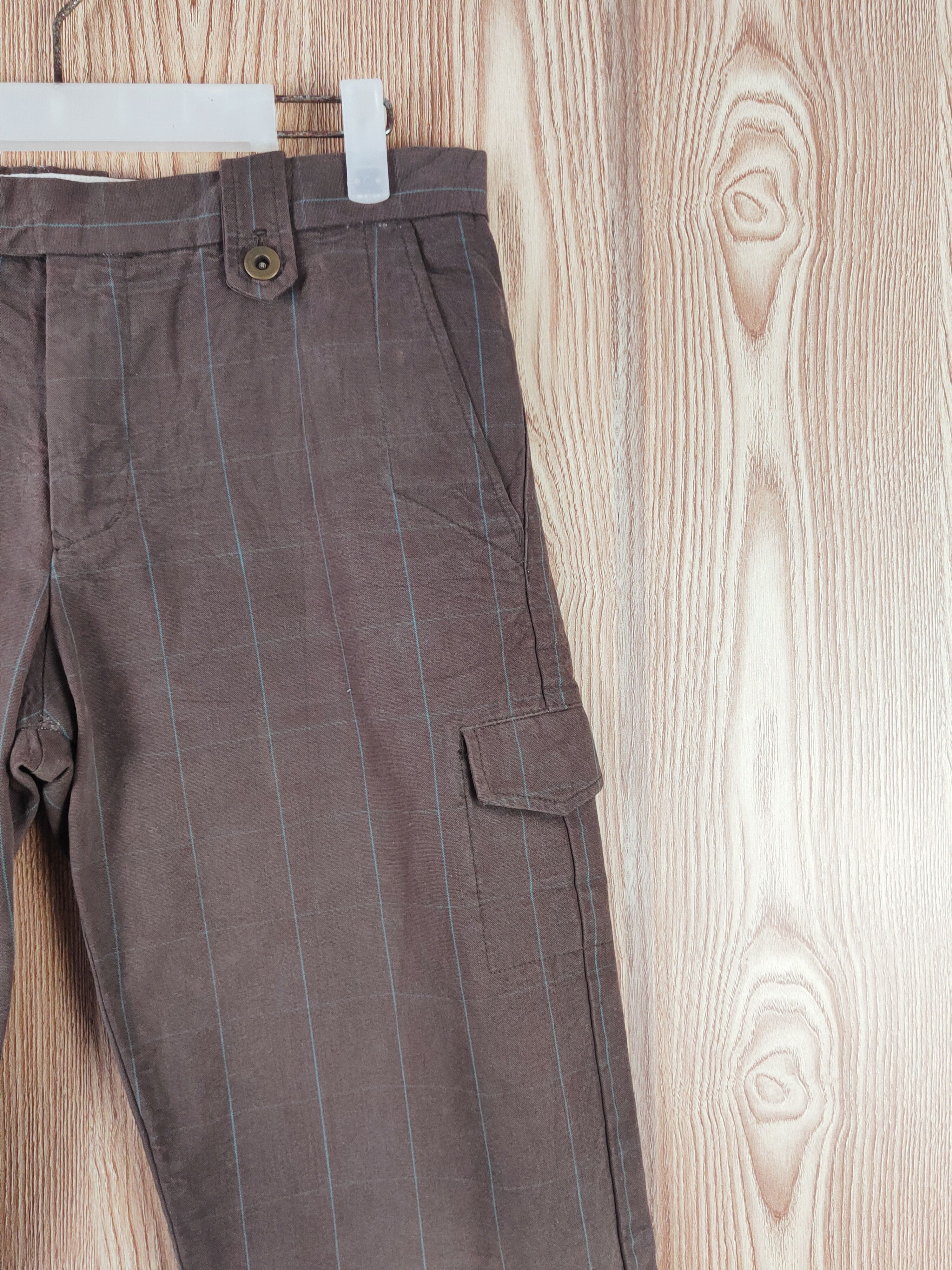 Japanese Brand × OVER THE STRiPES × Vintage Rna Dark Brown Faded stripe vintage Casual Pants #W087 Size 31" - 5 Thumbnail