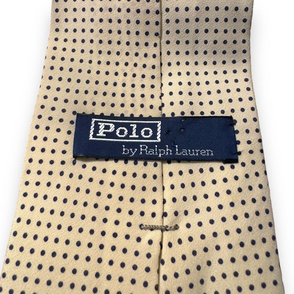 Polo Ralph Lauren Polo Ralph Lauren Tan & Navy Polkadot Handmade in USA Tie Size ONE SIZE - 3 Thumbnail