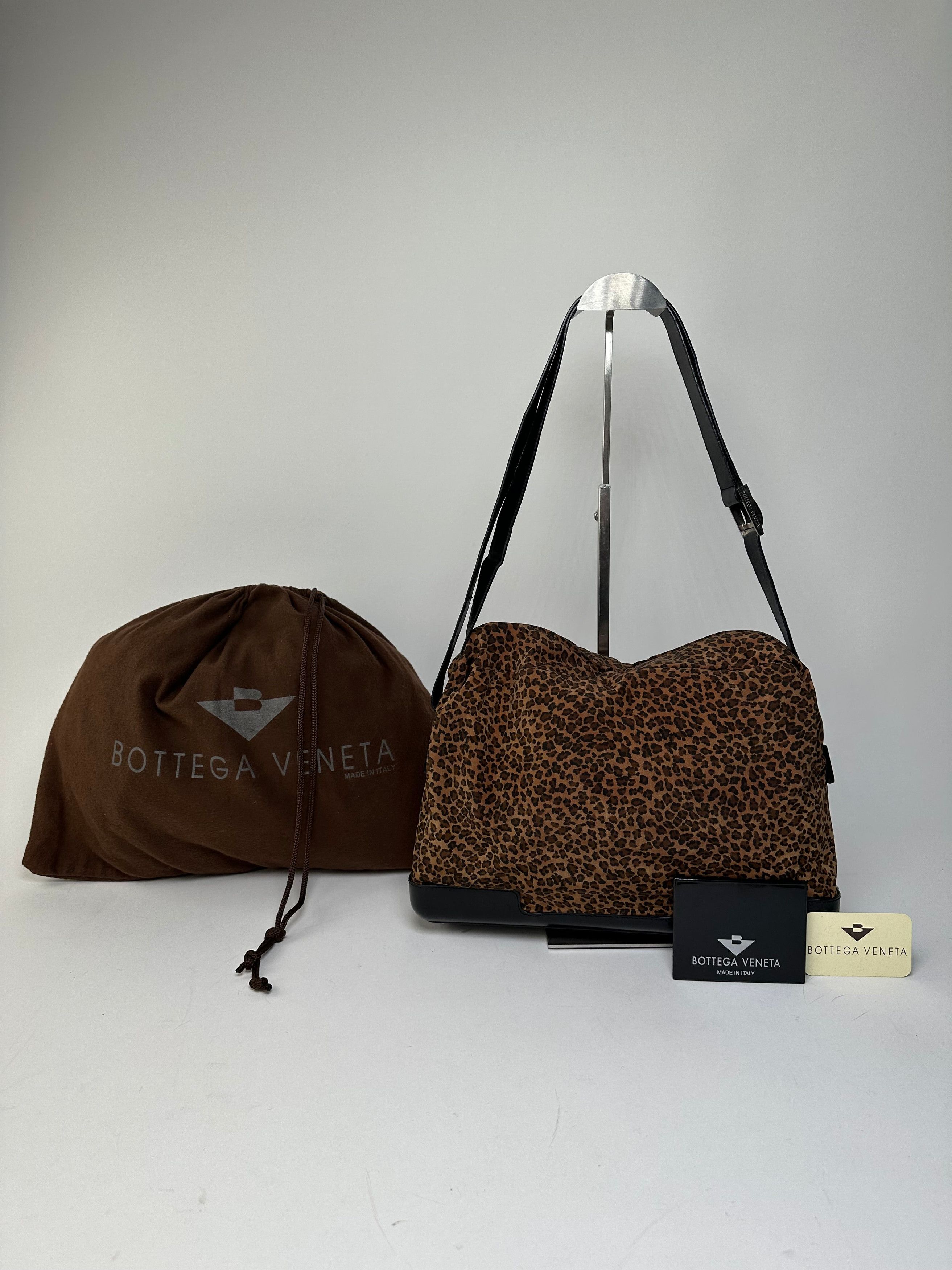 Bottega Veneta Vintage Leopard Suede Shoulder Bag Tan Size ONE SIZE - 1 Thumbnail