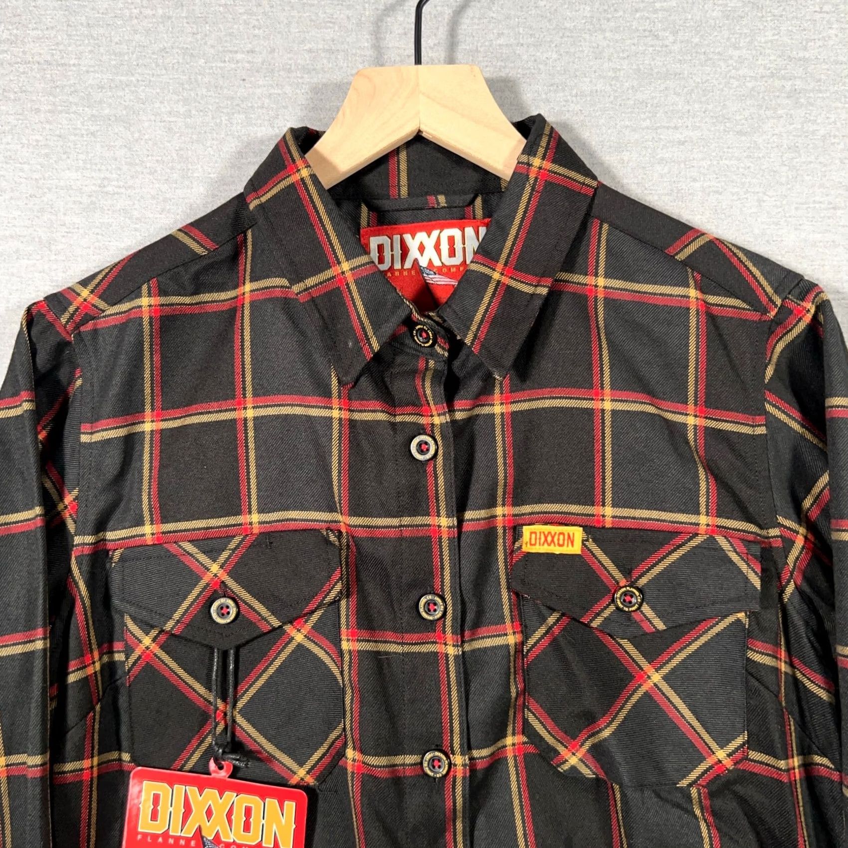 Dixxon Shirt Womens Medium Black Red Plaid Flannel Button Up First To Fight New, Women's — image 2 of 6
