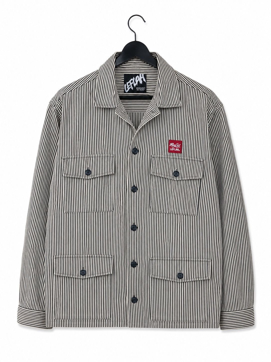 Japanese Brand Vintage LEFLAH Hickory Stripe Workwear Shirt Jacket Japanese Size US XL / EU 56 / 4 - 1 Thumbnail