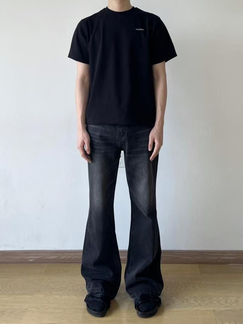 Japanese Brand × Jean Vintage Black Straight Leg Micro Flare Jeans Size US 34 / EU 50 - 5 Thumbnail